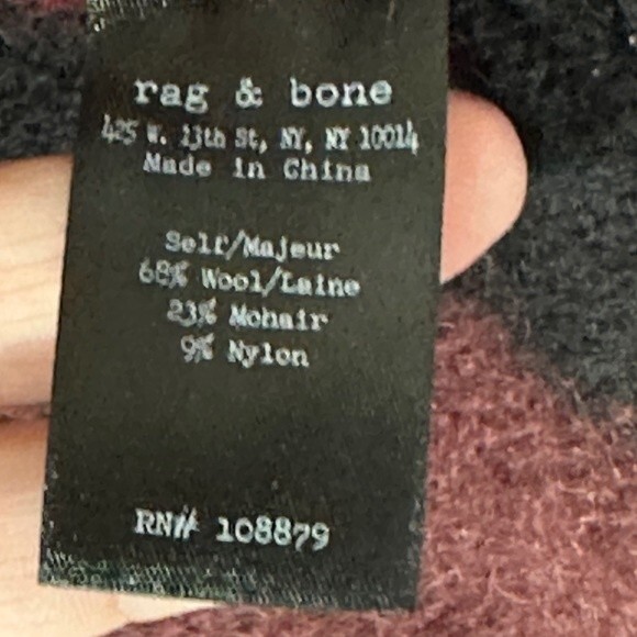 Rag & Bone Black, Cream and Maroon Striped Sweater Cardigan - Picture 7 of 8